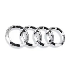Sleek ABS Car Hood and Rear Logo Emblem - 4 Rings Design - Front 263mmX87mm (Silver)