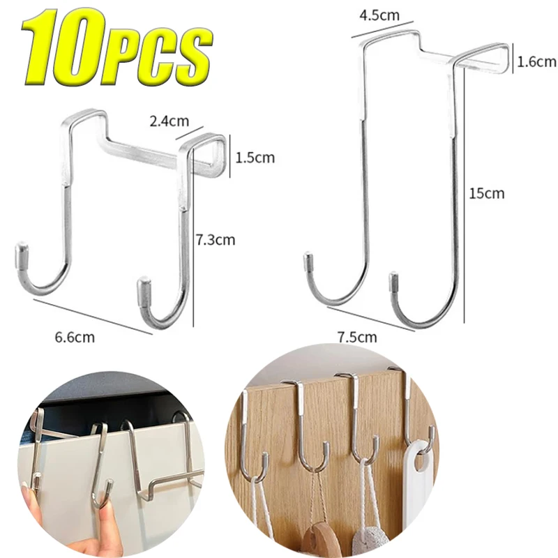 Double S-Shape Hook 304 Stainless Steel Kitchen Bathroom Cabinet Door Back Type Coat Towel Storage Hanger