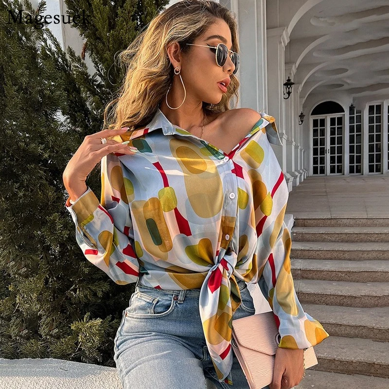 

Блузка женская оверсайз свободного кроя с длинным рукавом, в винтажном стиле