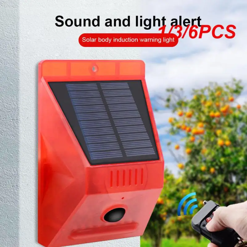 

1/3/6PCS Remote Control Alarm Warning Lights Solar Motion Sensor Warning Security Light Outdoor Wall Light Waterproof Lamp for