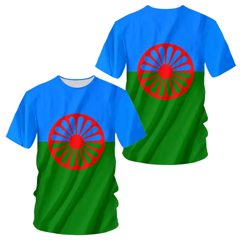 

New Gypsy National Emblem Graphic T Shirt 3D Gypsy Coat Of Arms Printing T-shirts For Men Kid Fashion Streetwear Tee Shirts Tops