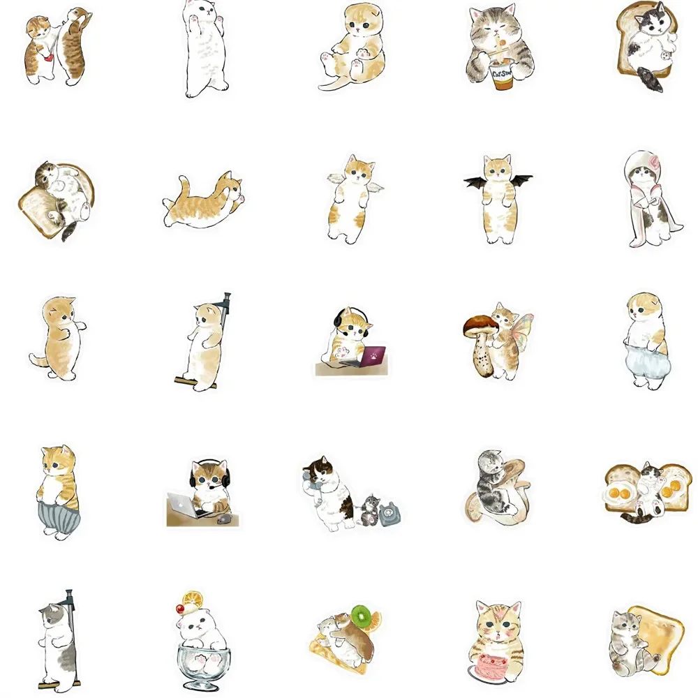 10/30/50PCS Super Cute Kitten Cartoon Sticker For Luggage Laptop IPad Cup Skateboard Journal Gift Waterproof Sticker Wholesale 4