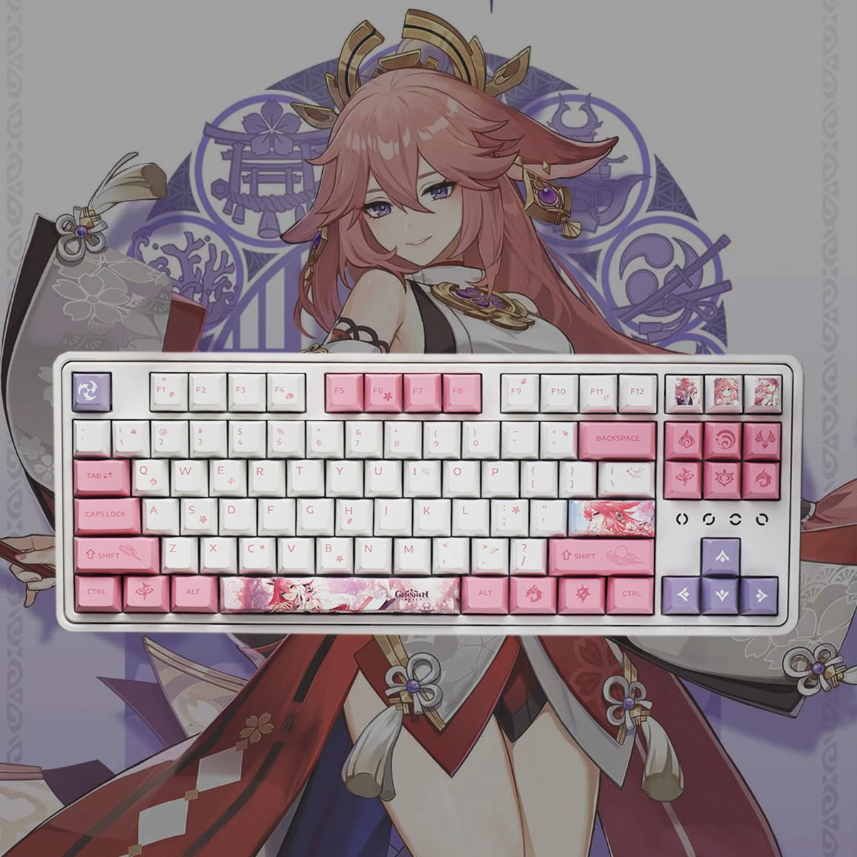 Genshin Impact Keycaps Beleza Keycaps Teclado Miko Perfil Cereja Decoração Acessórios Anime Jogo 135 Chaves
