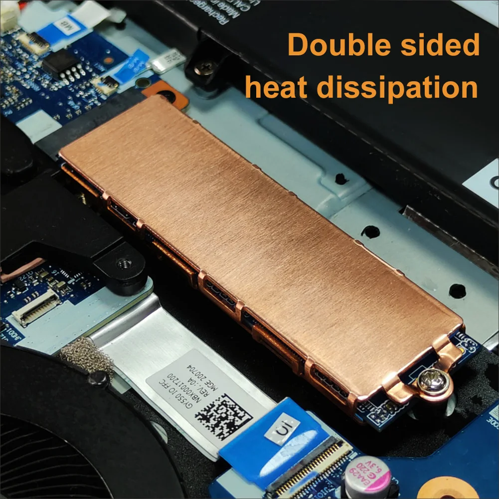 Copper SSD Radiator Heat Sink with Thermal Silicone Pad M.2 SSD Cooler Radiator Replacement Parts Single/Double Sided for Laptop