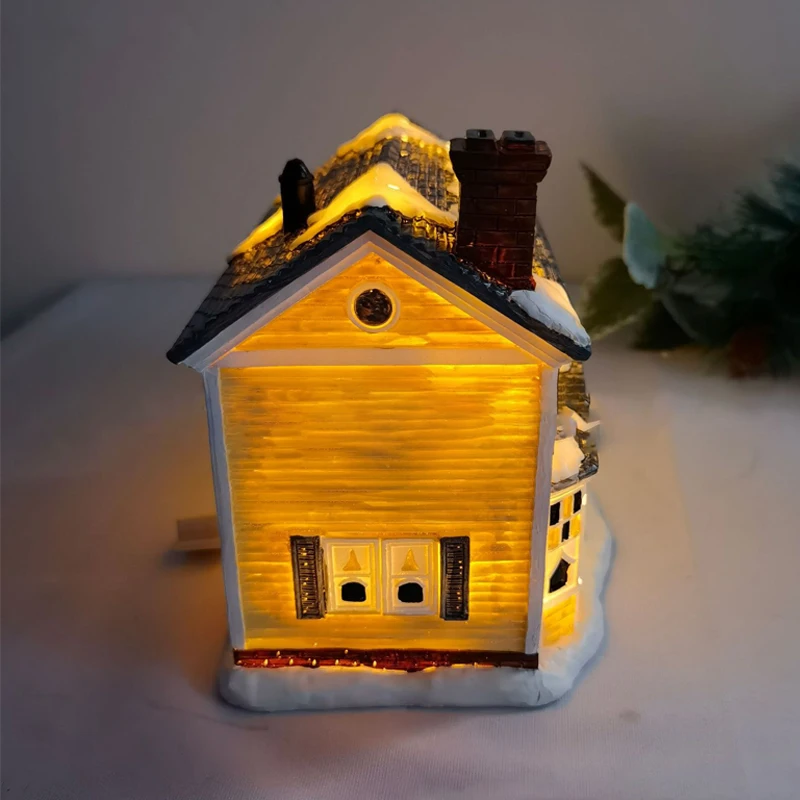Poupée bonhomme de neige de noël à LED, artisanat de noël, ornement de jardin lumineux, scène de rue de campagne, résine, ornement de fenêtre