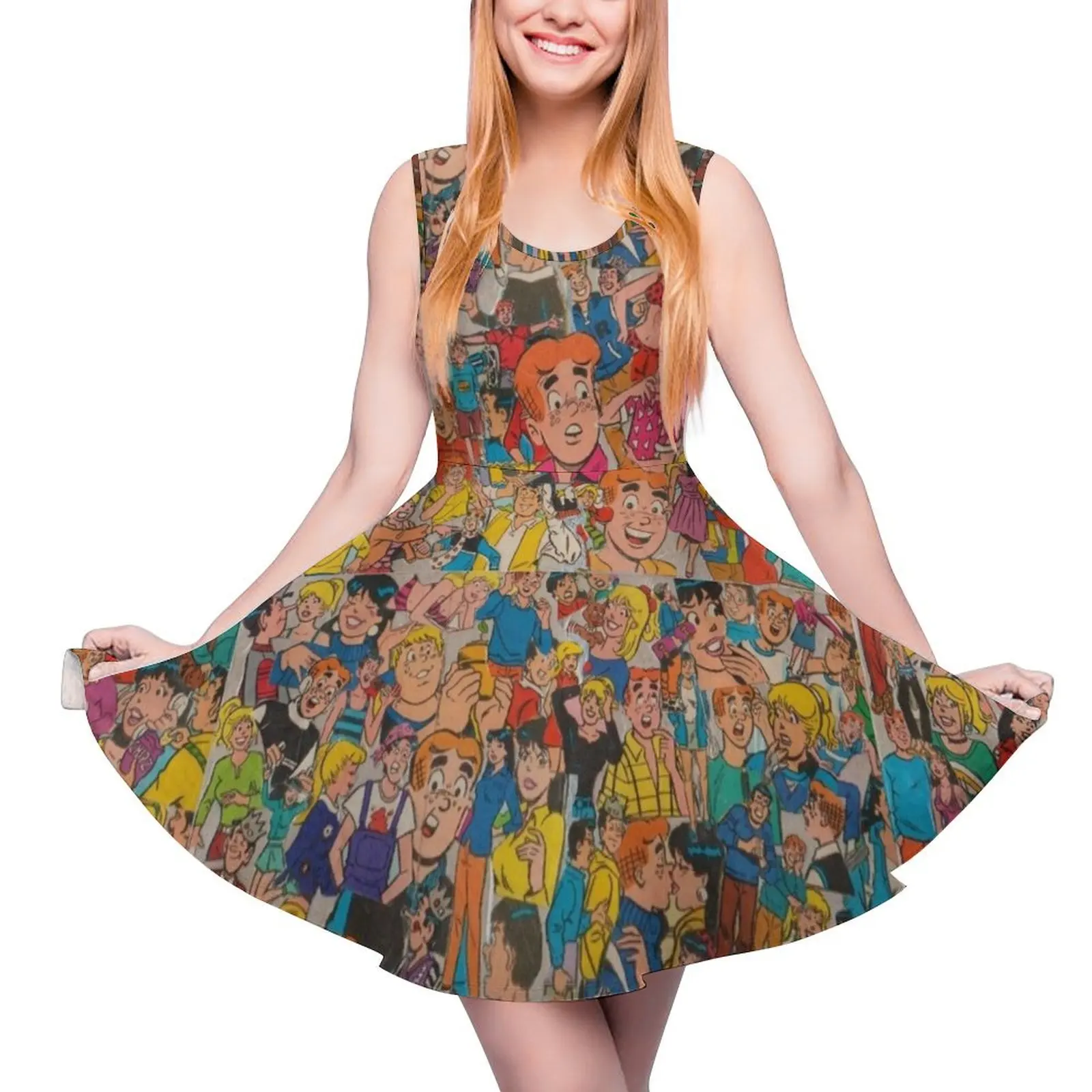 Archie Comics Collage Sleeveless Dress wedding guest dress 2024 Womens dresses