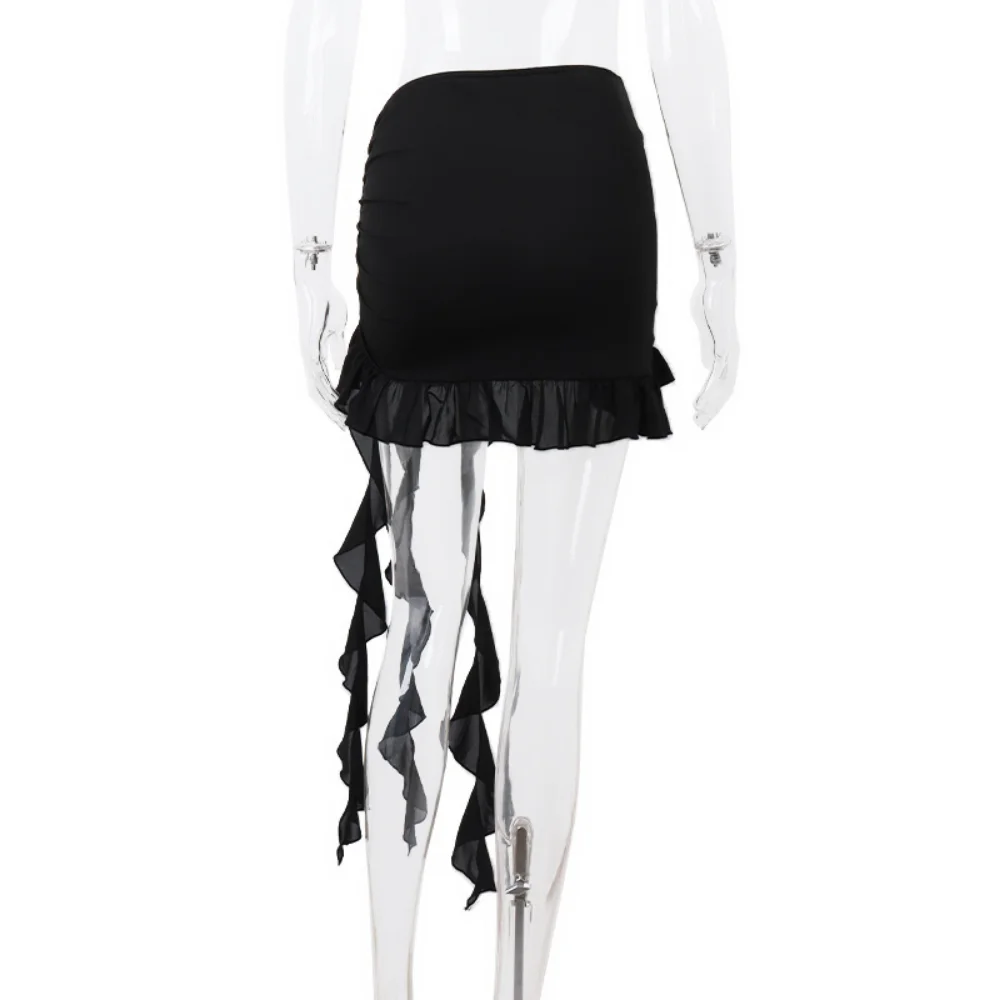 Side Hollow Out Skirt Suits Women Butterfly Mesh Mini Skirts And See Through Bodycon Bodysuit 2 Piece Sets For Ladies