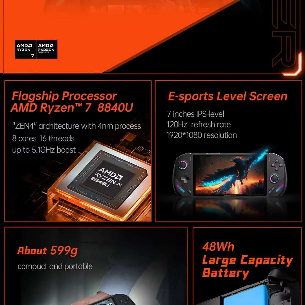 OneXPlayer ONEXFLY AMD 8840U PC Handheld Game Laptop 120Hz IPS 1920*1080 Screen 7" Mini Game Console 3 in 1 Computer Windows 11 5