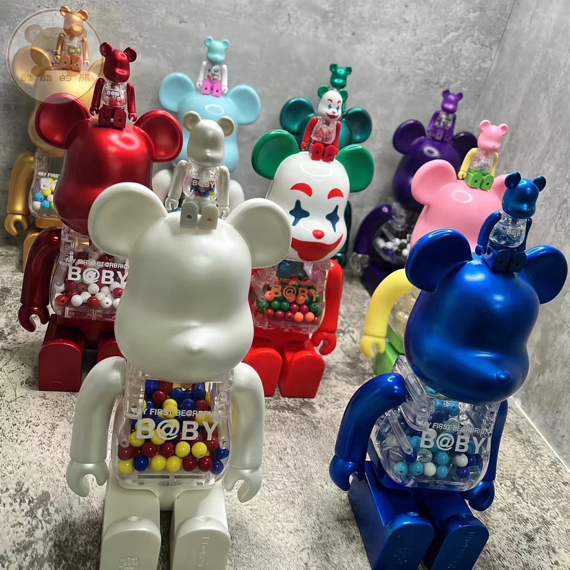 

28cm Bearbrick 400% and 100% Figurine Model Plush Toy Anime Action Figures Kawaii Teddy Bear Brick Doll Statue Decoration Gift