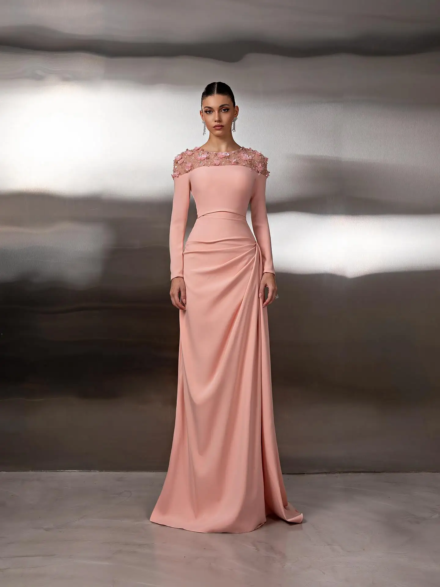 customized bridesmaid dresses Jewel Sheath Floor length Formal Evening Gown Color:Blue as Pics