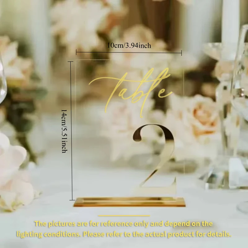 Wedding Table Numbers-Clear and Gold Mirror Acrylic Signs-Gold Wedding Table Signs Decor