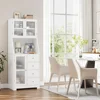 64'' Tall Kitchen Storage Cabinet, Kitchen Hutch with Microwave Stand, Pantry Cabinet with Adjustable Shelves, for Kitchen 6