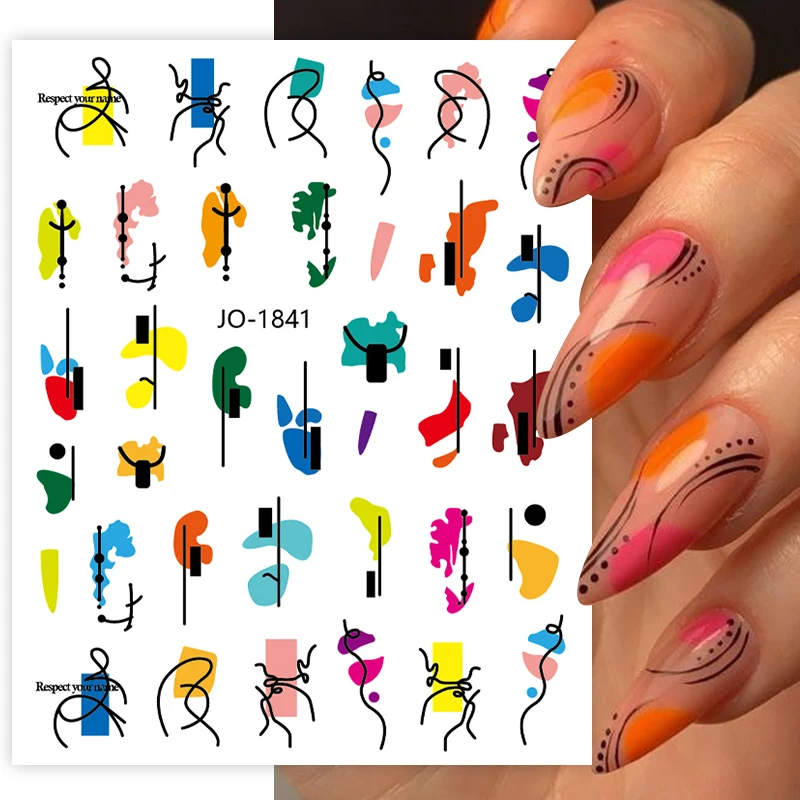 Colorful Bronzing Striped Nail Art Decals 3D Nail Stickers image 19