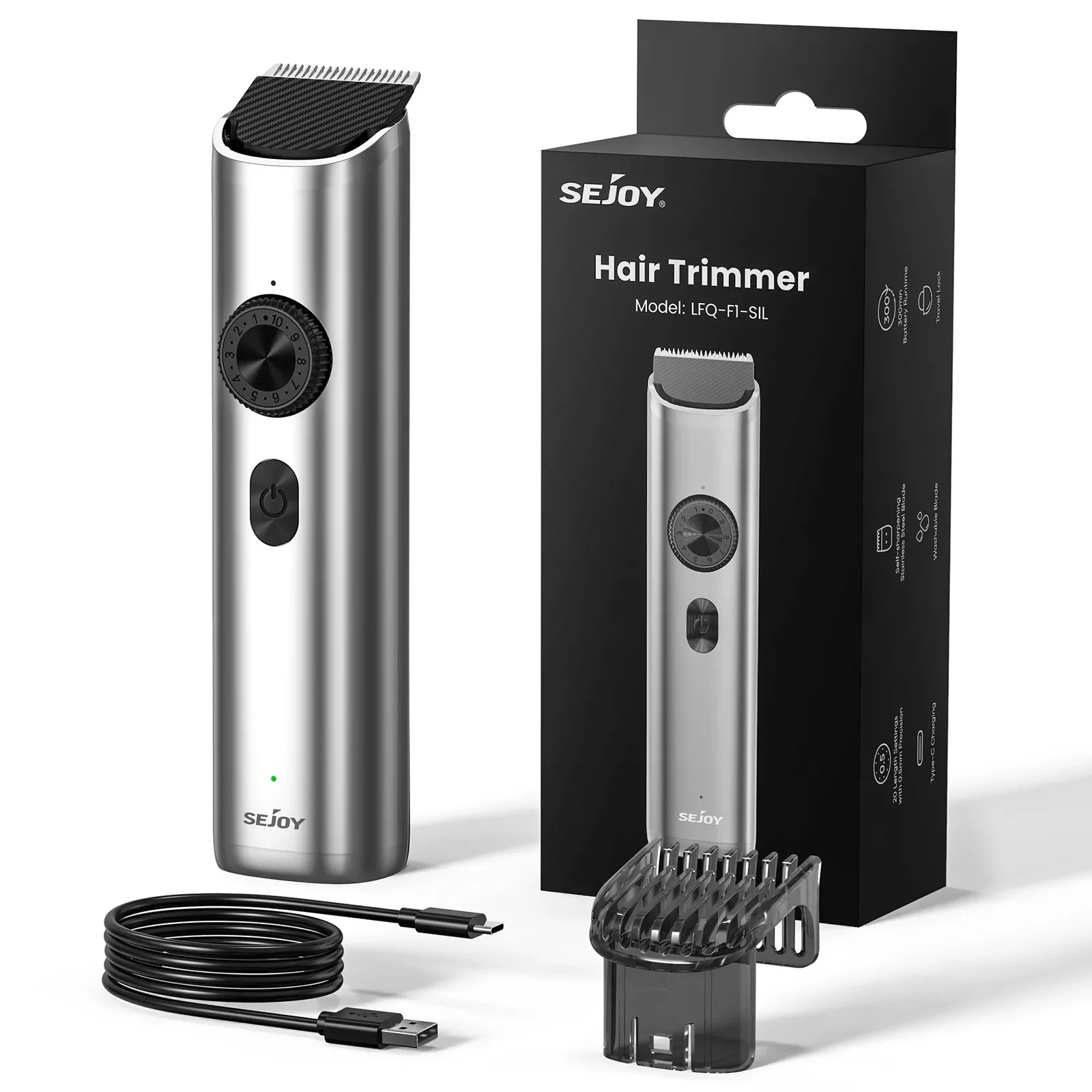 SEJOY Beard Trimmer for Men Cordless Hair Clippers Hair Trimmer Body Nose Ear Facial Cutting Shaver Electric Razor  Rechargeable