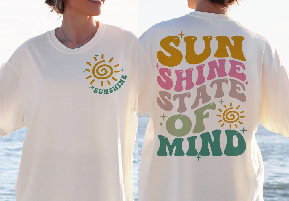 

Sun Shine State of Mind Slogan Women T-shirt New Popular Summer Casual Female Shirt Hot Sale Trend Beach Party Comfort Girl Tee