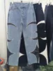 Thug Club Pu Leaher Embroidery Patchwork Baggy Y2K Jeans Men's Streetwear Straight Oversized Denim Trousers Unisex Cargo Pants 4