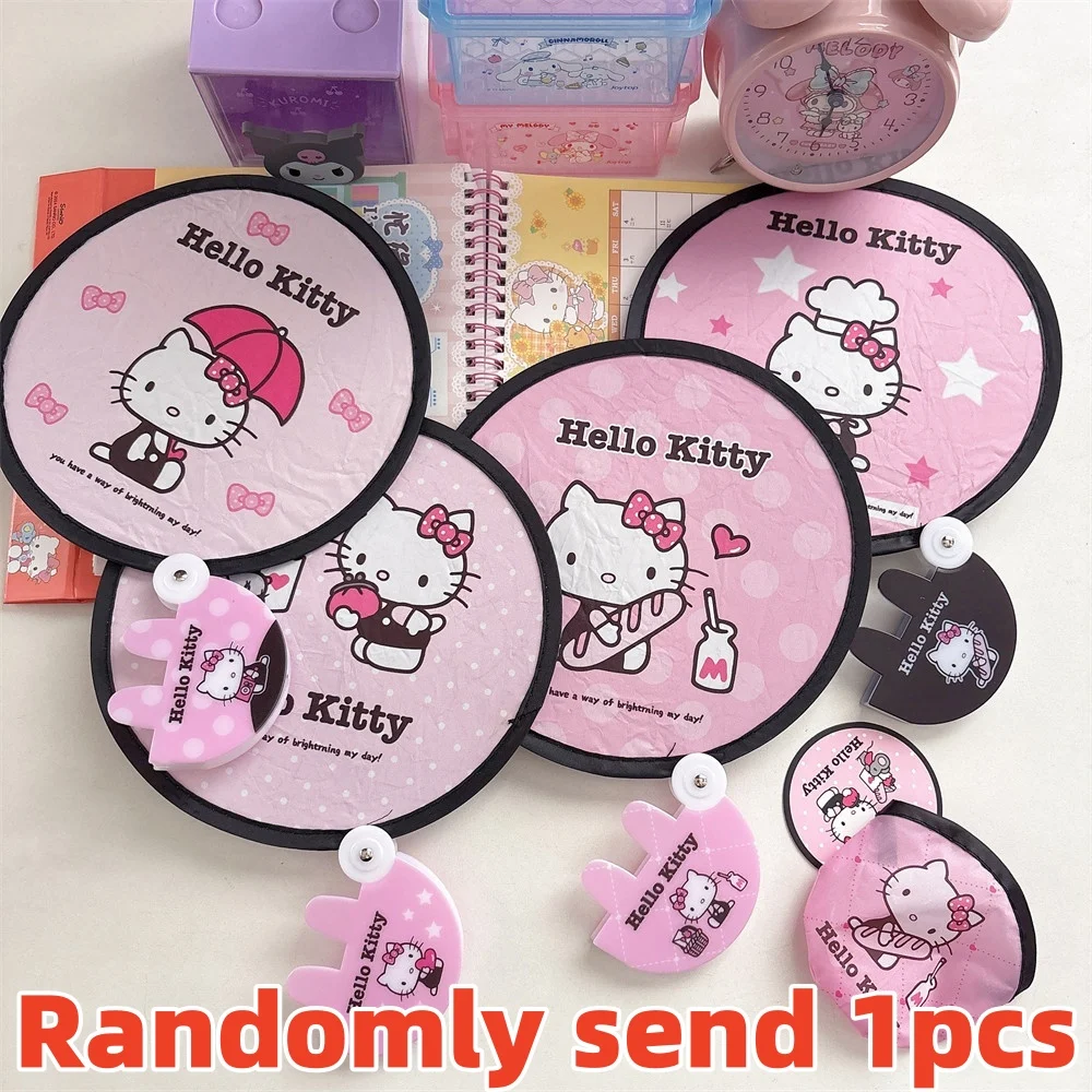 Abanicos Plegables Originales de Sanrio Hello Kitty para Mujer, con Luz para Fotos, Protección Solar, Diseño de Dibujos Animados, para el Verano, Regalos para Niñas