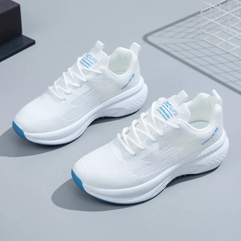Women Shoes Summer Height Increase Fly Weave Soft Bottom Shoes Breathable Mesh Sneaker Outdoor Sports Running Sneakers for Women 1