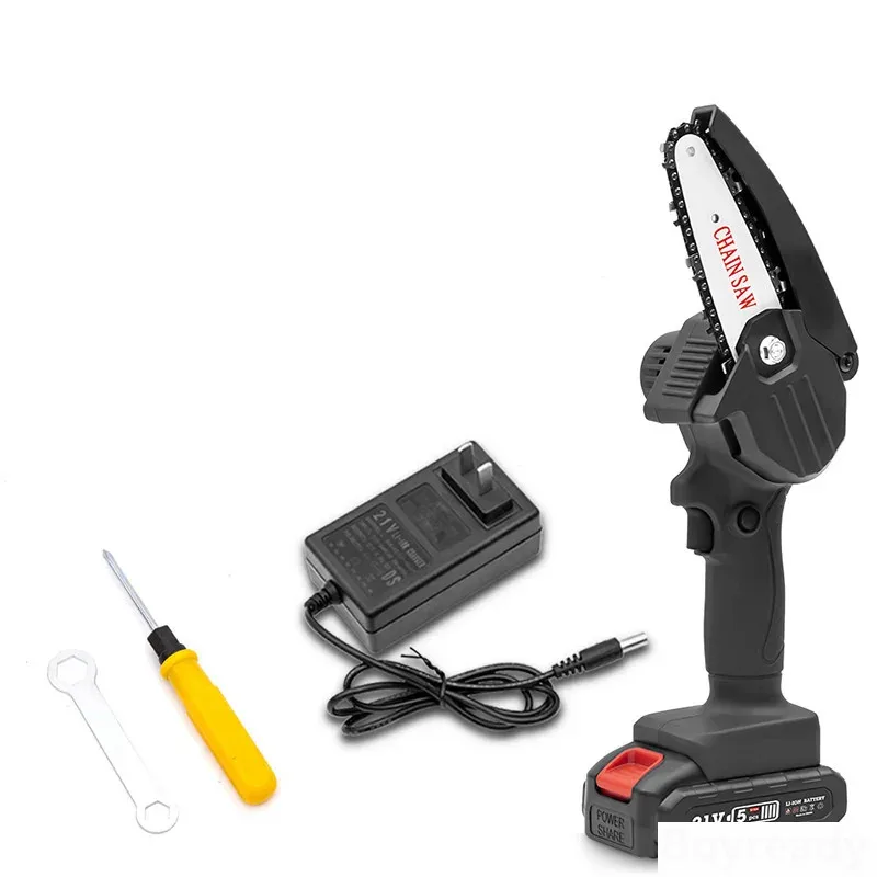 110V 220V 550W 1500mAH Rechargeable Cordless Mini Electric Chain Saw Woodworking Saw One Hand Electric Saw Garden One Battery 3