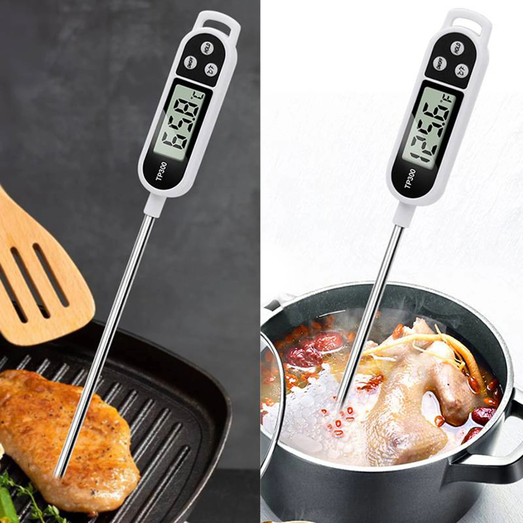 Digital Kitchen Thermometer 1pc Stainless steel probe cooking food barbecue stove water milk oil liquid meat digital kitchen thermometer