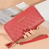 Long Women's Wallet Female Purses Tassel Coin Purse Card Holder Wallets Double Zipper Pu Leather Clutch Luxury Money Phone Bag 3