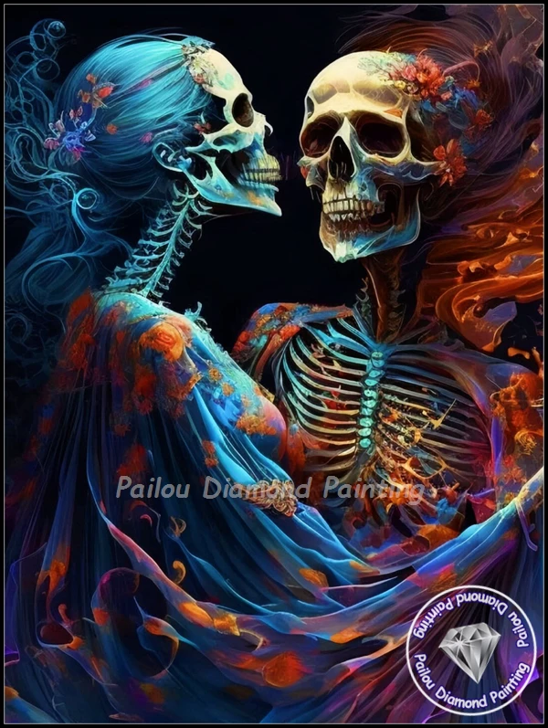 DCIDBEI Diamond Painting 5D Teschio Con Birra, 40x50 Cm, Tela Rotonda, Kit Fai Da Te Completo Per Adulti E Bambini