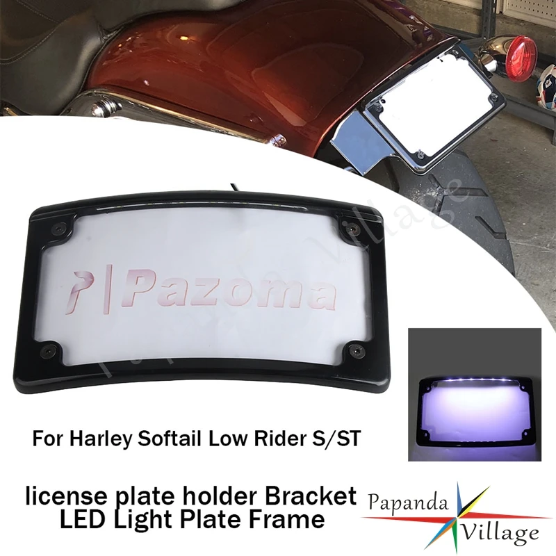 

For Harley M8 Softail Low Rider S/ST FXLRS FXRST 20+ Motorcycle Steel LED Frame Number Plate License Holder Support Bracket Kit