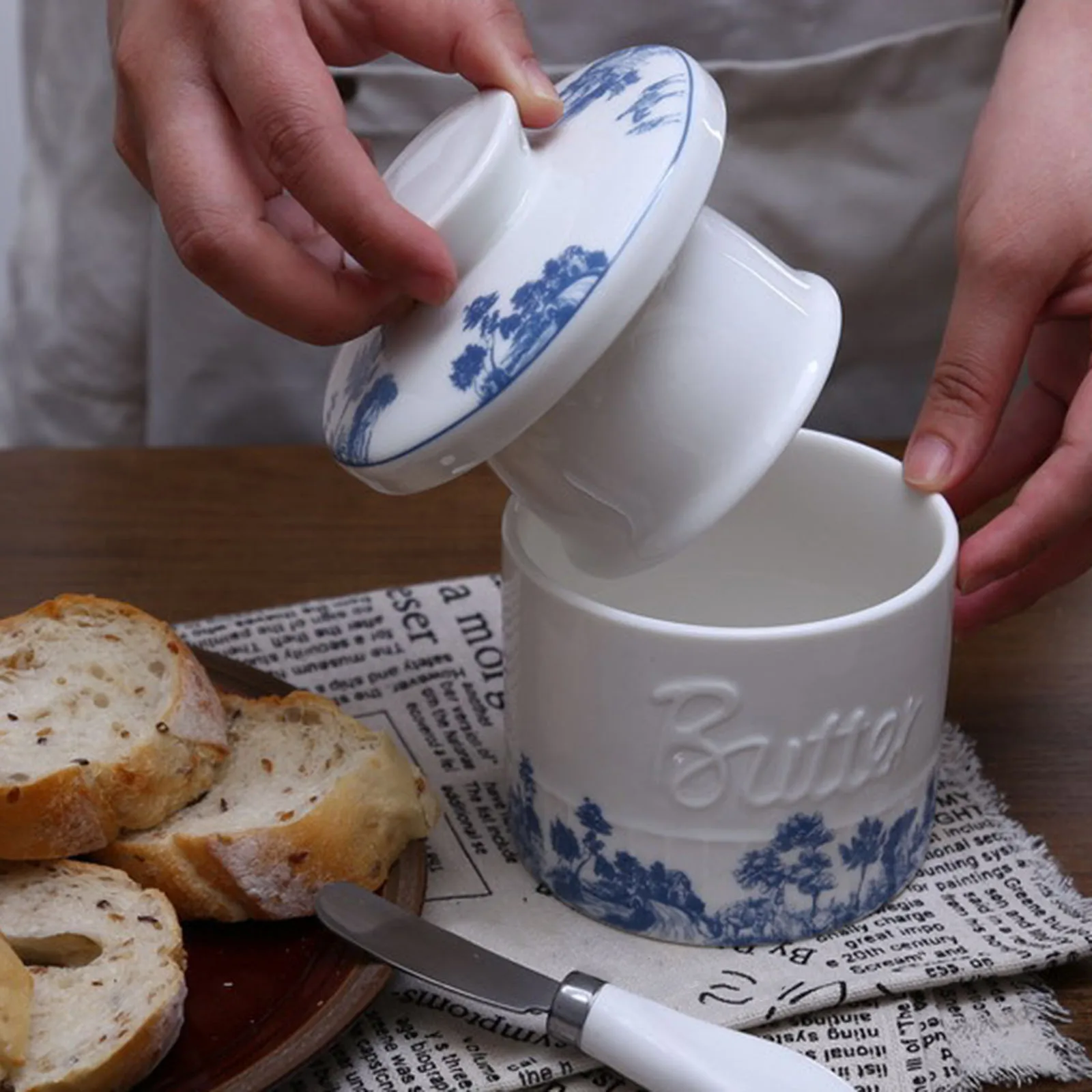 Butter Storage Box Pastoral Ceramic Butter Box French Butter Dish Keeper