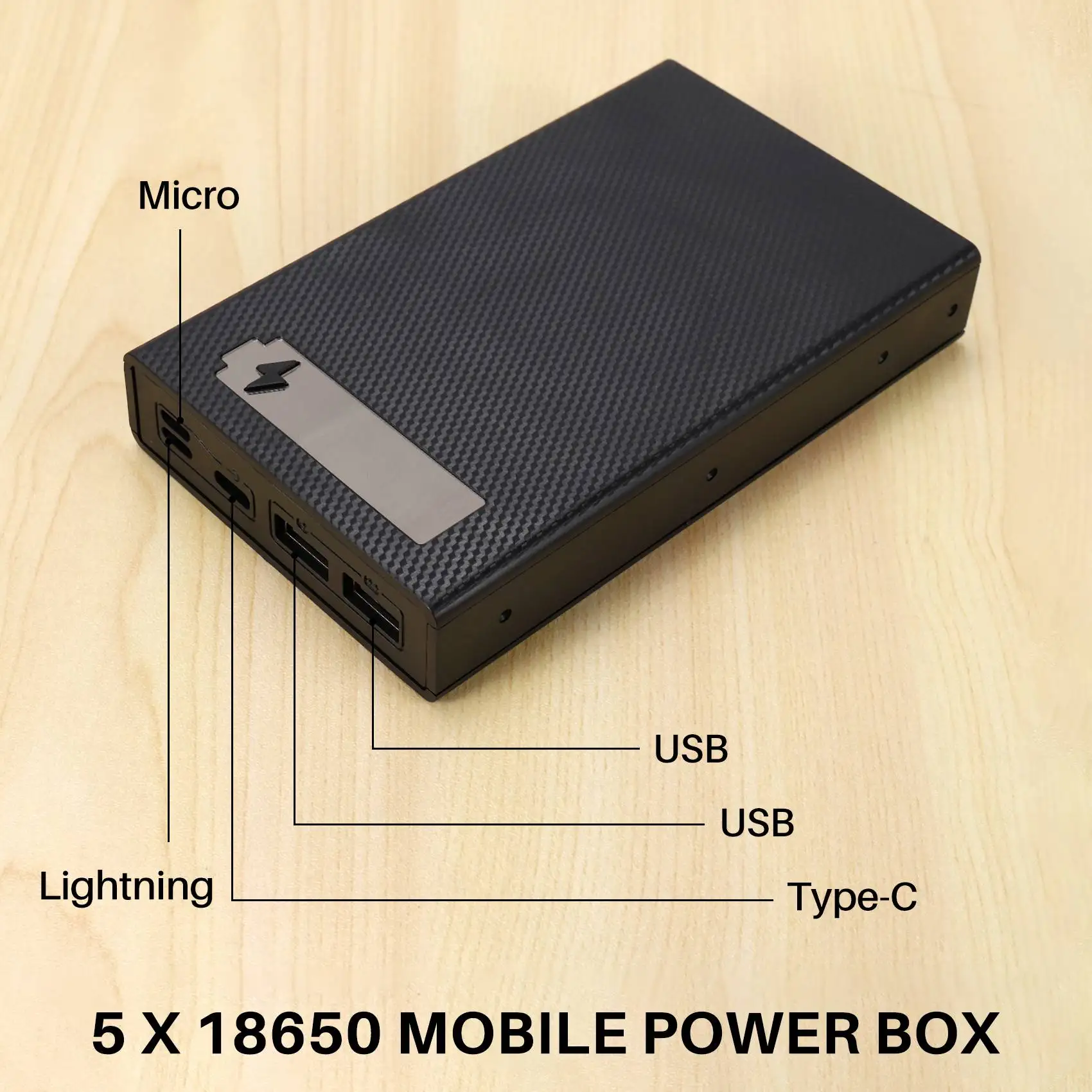 모바일 파워 박스 분리형 18650 배터리 거치대 충전 박스, 충전 QC 3.0, PD DIY 쉘-6, 5x18650