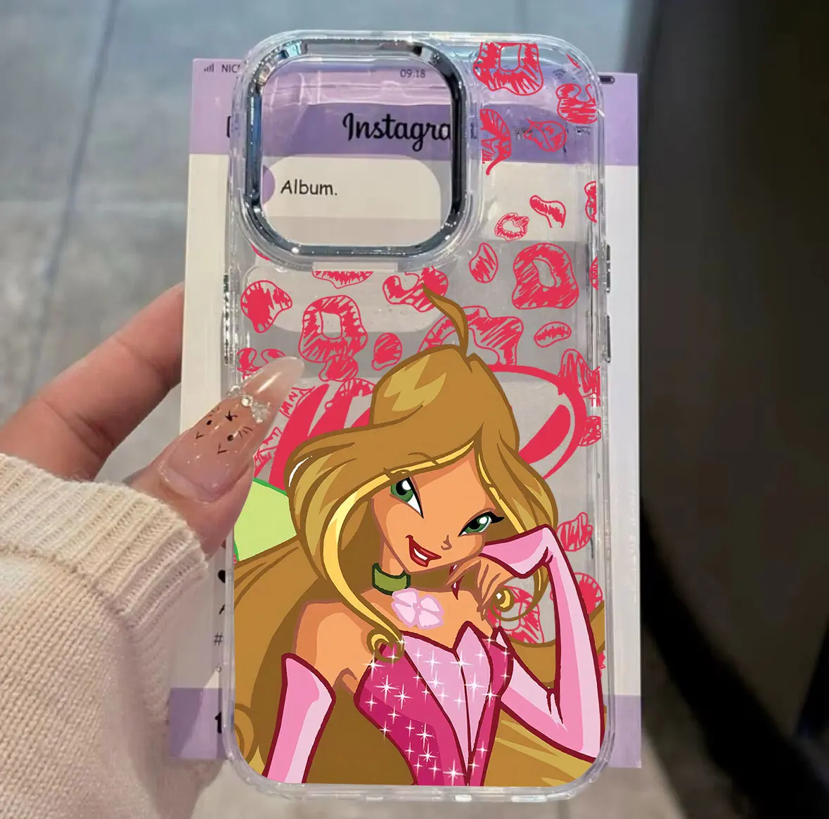 Fashionable Transparent Phone Case with Lovely Ins W-winxs Clubs Design