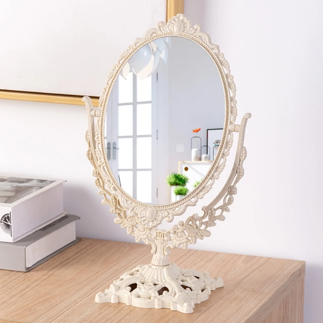 Desktop Home Can Stand Makeup Mirror Retro Palace Style Table Top