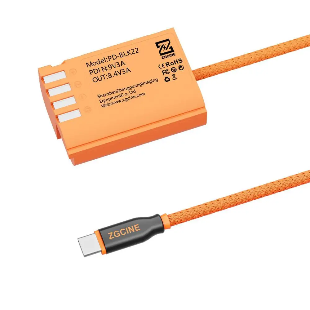 ZGCINE PD-BLK22 USB-C PD to BLK22 Dummy Battery Cable Power Cable for Panasonic