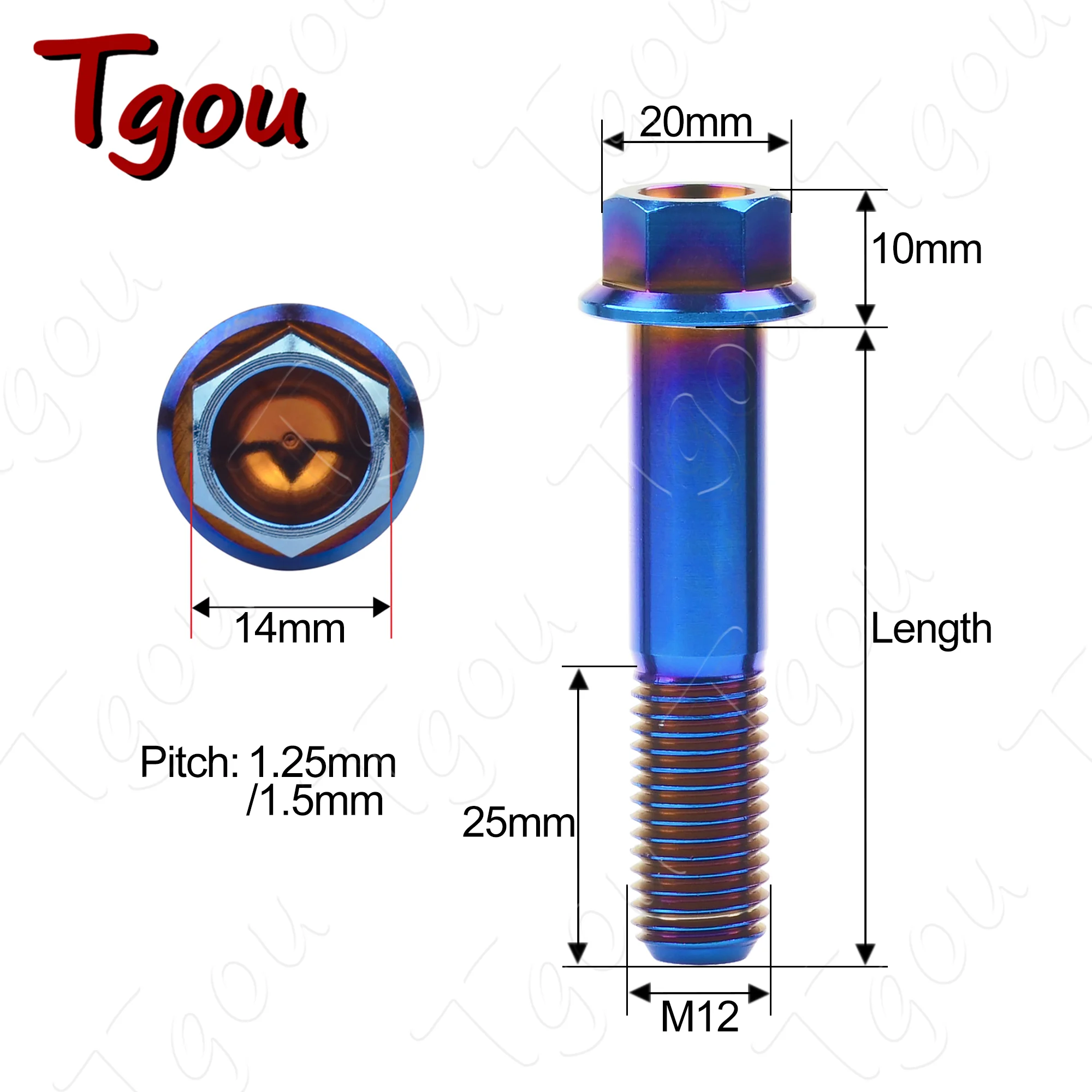 Viti In Titanio Tgou M12 Passo 1.25/1.5mm – Testa Esagonale Flangia Per Auto/moto - Foto 6