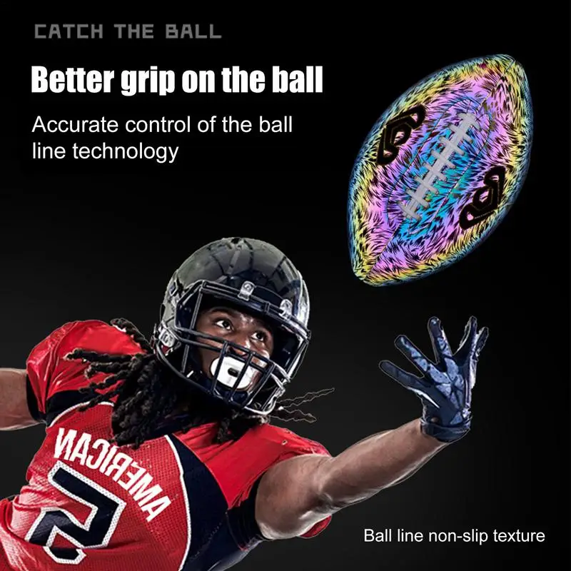 Size 6/9 Training Reflective Rugby Ball Professional Grade Ball Ideal Toss Kick Practice For Youth & Adult Indoor Outdoor Use