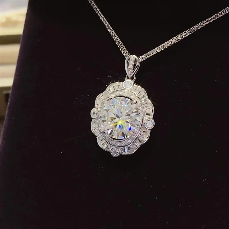 5 Carat Brilliant Moissanite Pendant Necklace Sparkling Moissanita S925 Silver Neck Chain Fine Jewelry Pass Diamond Test GRA