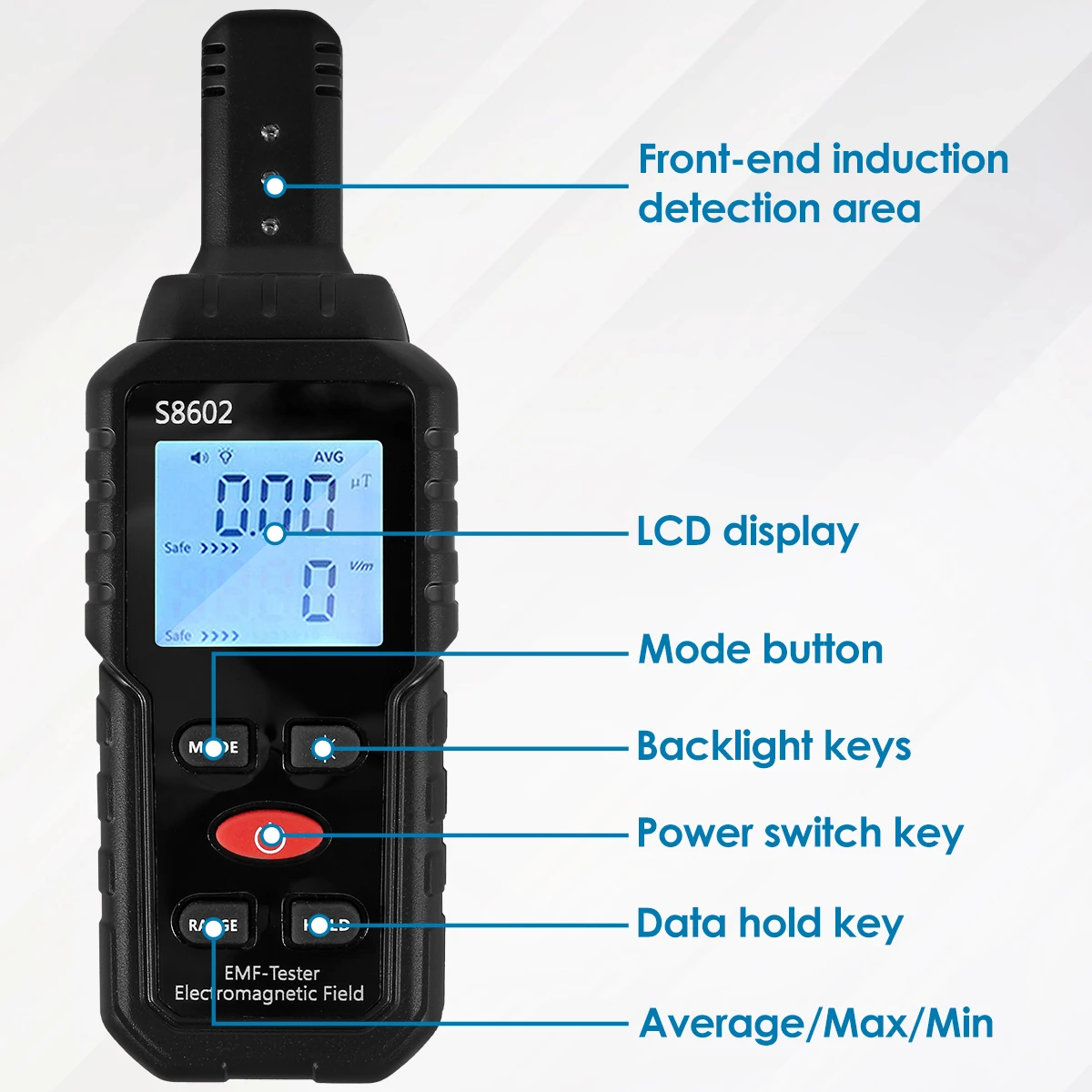 Electromagnetic Radiation Detector 3 in 1 Handheld EMF Reader EMF Meter with Sound Light Alarm Digital LCD for Home Professional