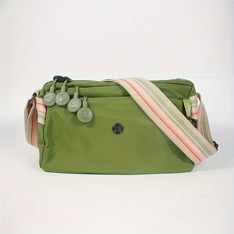 Korean Silk Crossbody Shoulder Bag Olive Green Lightweight Water-resistant Casual Stylish Daily Use Bag for Women/Men