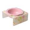 Cartoon Pet Bowl Cat Bowl Acrylic Stand Floral Ceramic Cat Bowl Neck Protection Cat Bowl Dog Food Bowl Cat Feeder  Pet Supplies 5