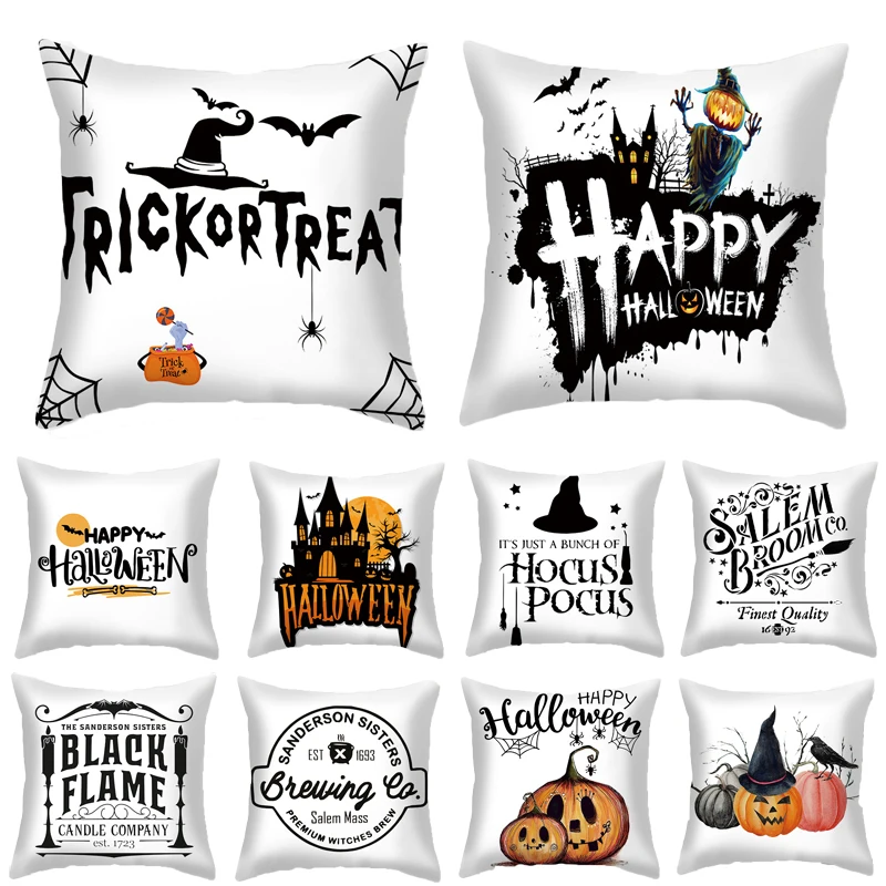 

Halloween Decoration Pillow Case Pumpkins Horror Ghosts Printed Cushion Cover 45x45cm Sofa Decorative Pillow Cover Holiday Gifts