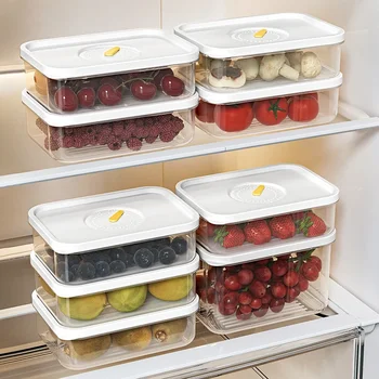Trasparente 950ML Frigo Negozi Contenitore per frutta per alimenti freschi Contenitore in plastica per microonde Bento Box Frigorifero Organizzatore Scatola per congelatore 1