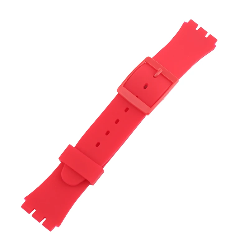 Watch strap accessories compatible for Swatch 17mm19mm colorful silicone rubber waterproof wristband bracelet for men and women