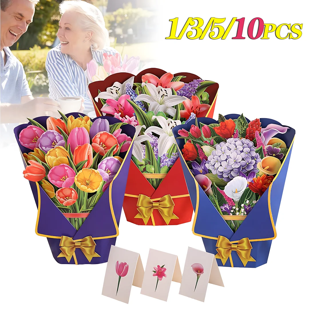 Tarjeta San Valentin 3d Tarjeta Emergente De Ramo De Flores Rosas, Tarjeta De Agradecimiento De Flores