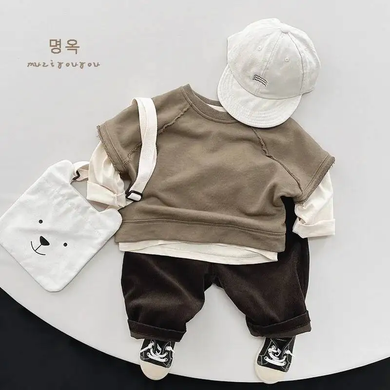 Frühling Herbst Kinder Weste 1-8y Jungen Baumwolle tägliche Weste Tanktops Pullover koreanische Kleinkind Oberbekleidung Kinder kleidung neu – Detail 4