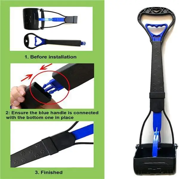 Pet Poop Scooper Dog Jaw Clamp Heavy Duty Long Handle For Large Medium Small Dog Cat Grass Gravel Pick Up