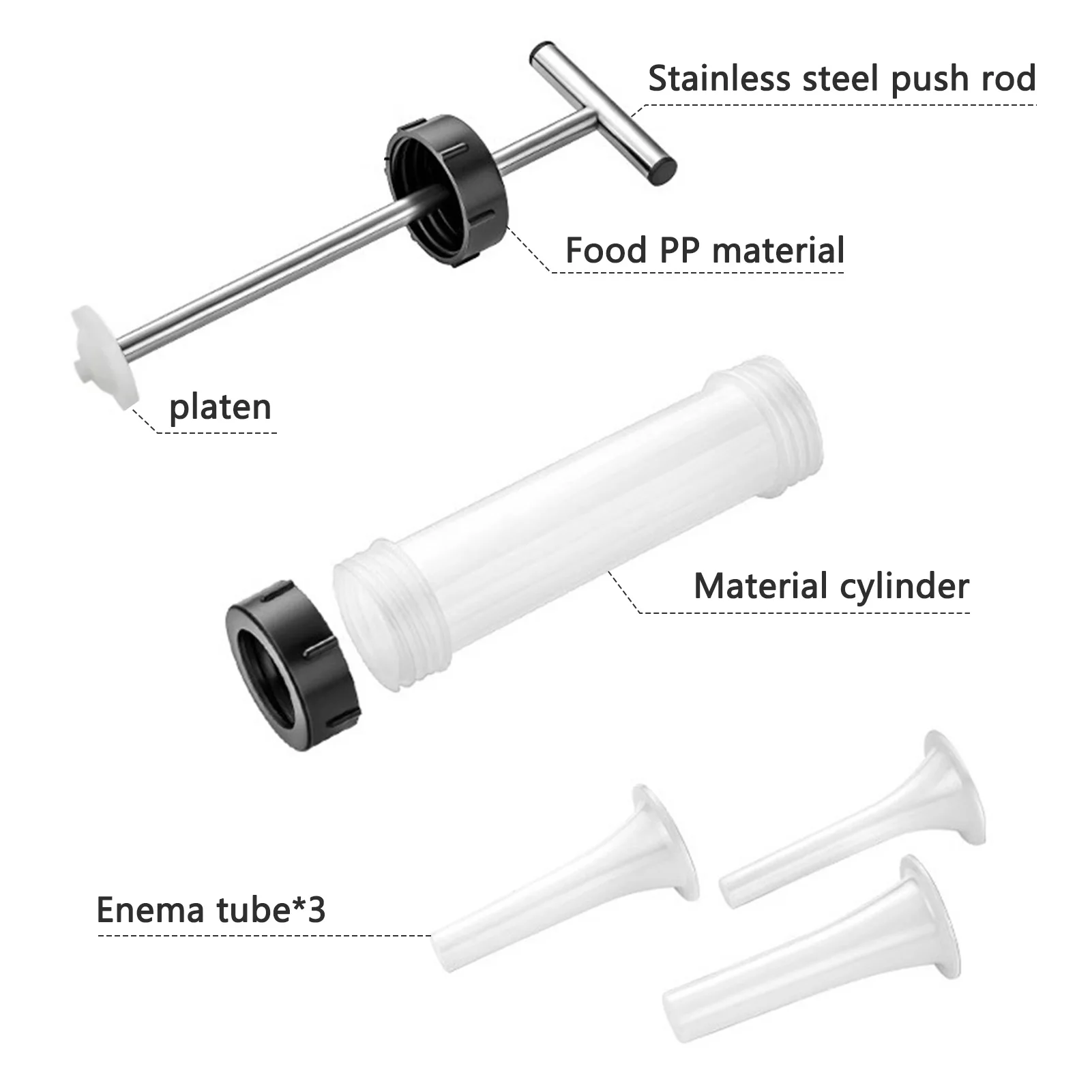 Manual Sausage Stuffing Machine With 3 Filler Nozzle Homemade Sausage Stuffer Hot Dogs Making Tool Set Meat Syringe Gadgets
