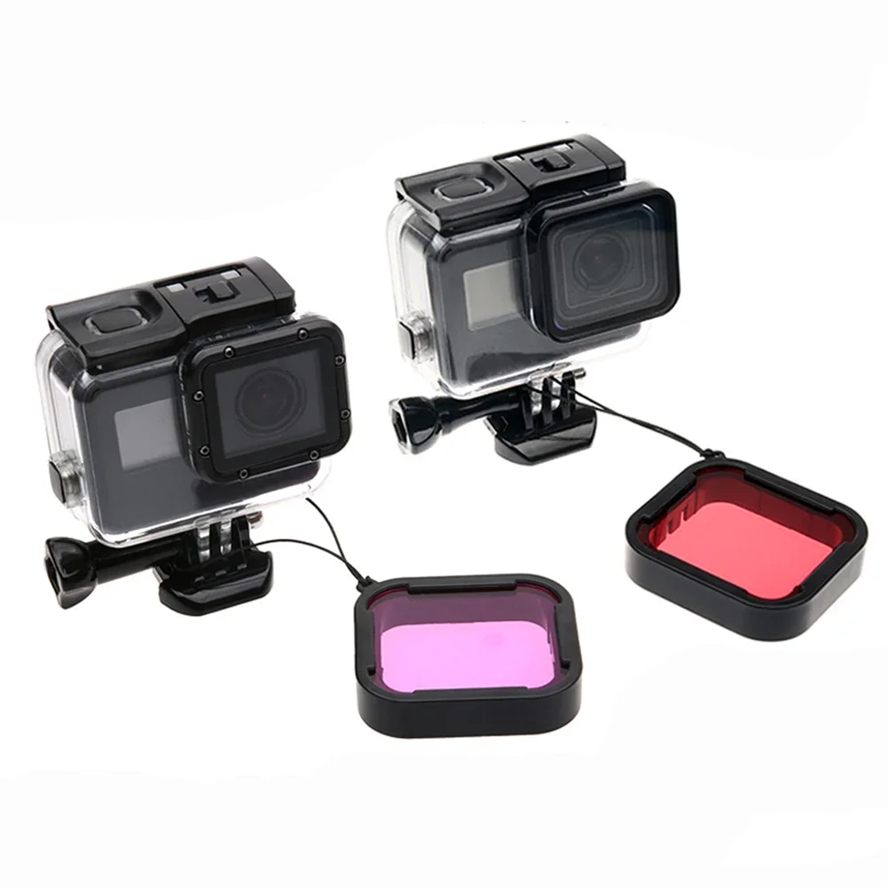 Diving Filter Lens Cap Set for Action Cameras - Red, Purple, Pink Protective Lenses for Underwater Photography