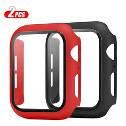 Premium Tempered Glass Screen Protector and Cover for Apple Watch - 2 - Piece Set (Red Black)