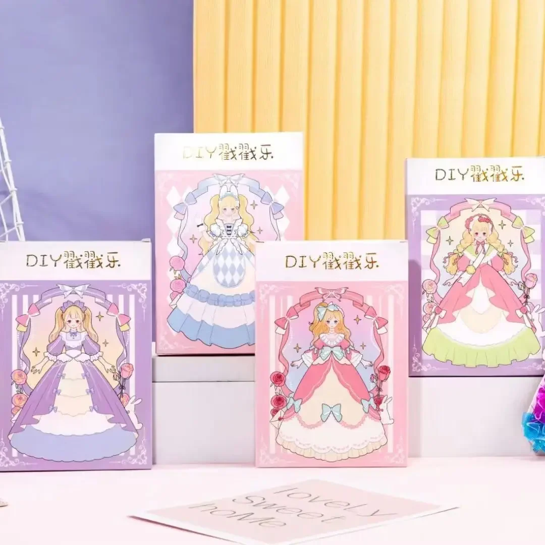 손으로 그린 DIY 스탬프 음악 소녀 장난감, 공주 드레스 업, 종이 붓글씨 및 그림책 소녀, 어린이 선물