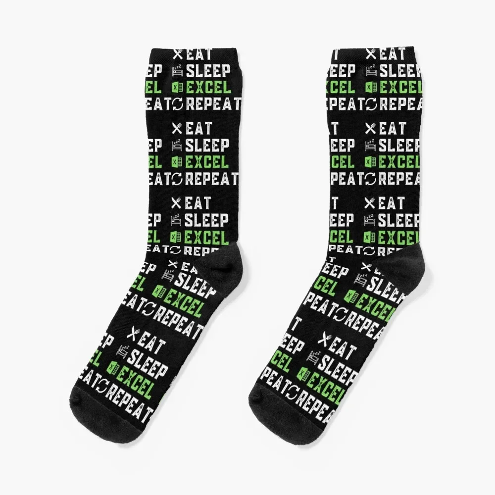 

Eat Sleep Excel Repeat Accountant Spreadsheet Unique Gift Socks Men′s sock gifts for men