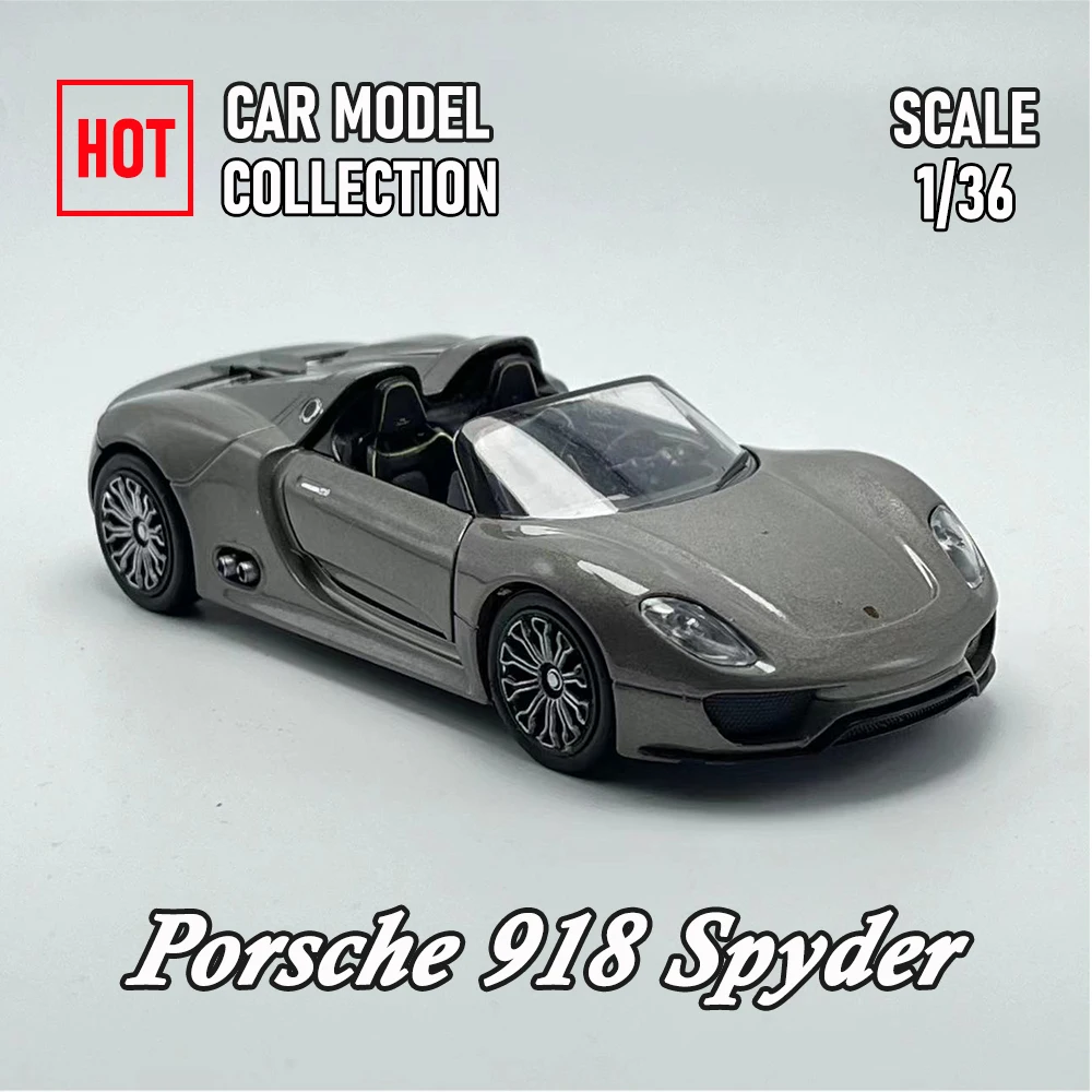 

Модель автомобиля в масштабе 1/36 Porsche 918 Spyder concept, копия литых под давлением коллекционных автомобилей, украшение для интерьера, рождественский подарок, детская игрушка для мальчика